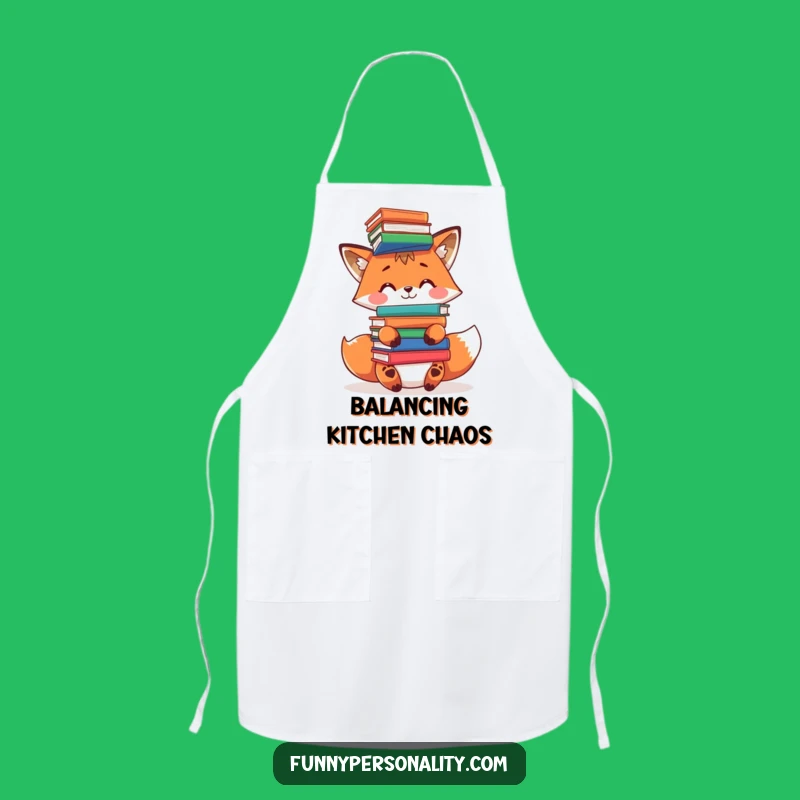 Funny Fox Kitchen Apron: Smart Cooking, Book Balance, Perfect Funny Gift