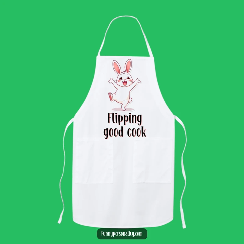 Funny Rabbit Cartwheel Apron: Smiling Chef Character, Perfect Funny Gift