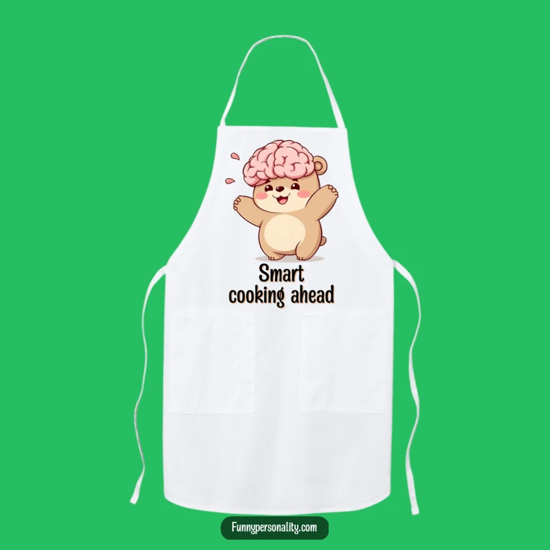 Funny Bear Brain Toss Apron: Quirky Kitchen Wear for Smart Cooks
