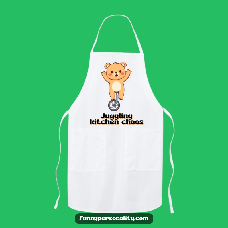 Funny Bear Unicycling Apron - Cute Character Chef Wear for Kitchen Fun