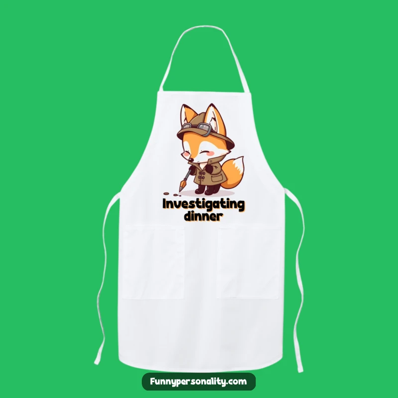 Funny Detective Fox Apron: Cook Up Laughs, Hilarious Kitchen Gift