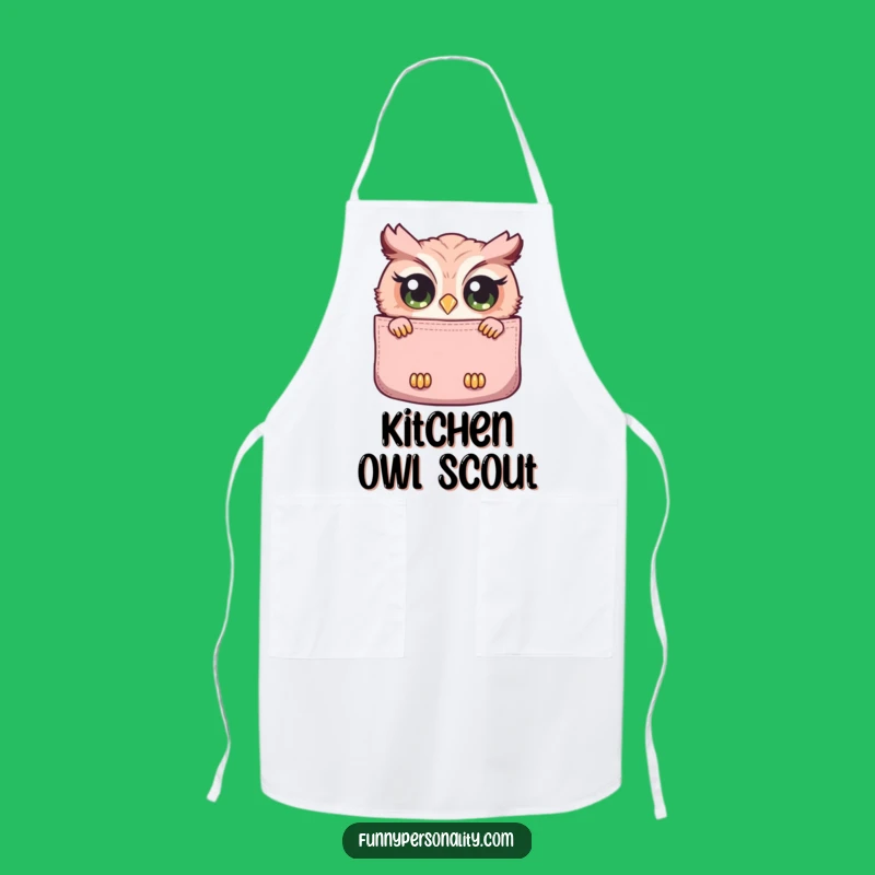 Funny Owl Pocket Kitchen Apron - Curious Chef Funny Gift