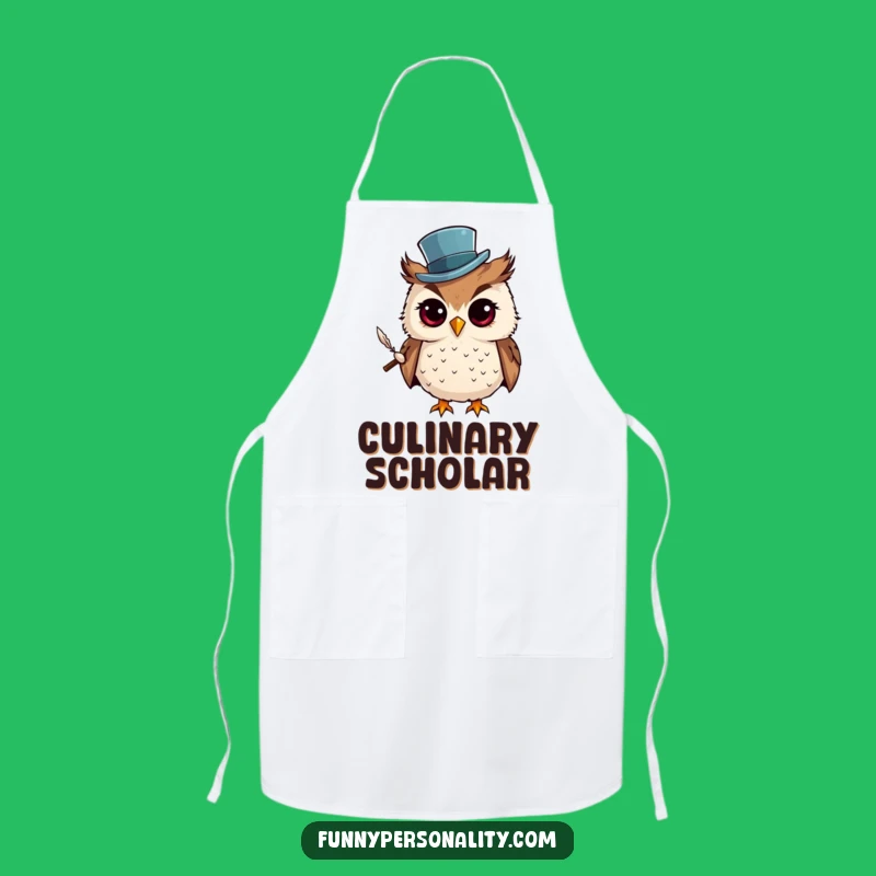 Funny Owl Top Hat Apron - Curious Kitchen Wear for Wise Cooks