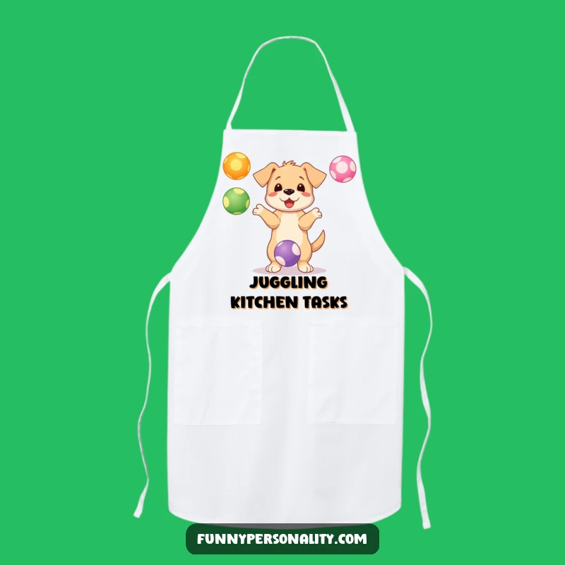 Funny Puppy Juggling Apron - Playful Chef's Wear for Kitchen Fun