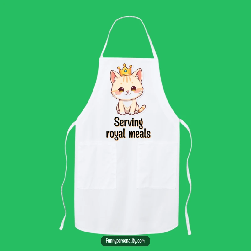 Funny Regal Cat Apron - Majestic Feline Kitchen Wear, Great Humorous Gift