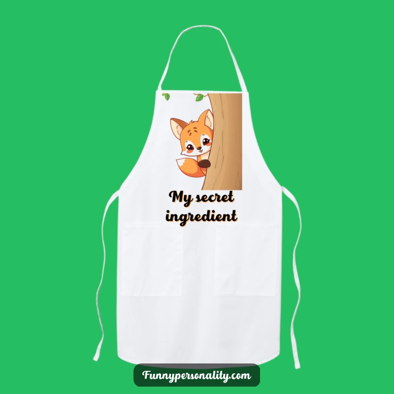 Funny Fox Peeking Apron: Mischievous Cartoon Animal, Humorous Kitchen Gift