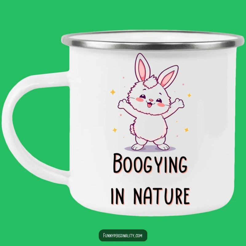 Funny Disco Rabbit Enamel Mug - Groovy Camper Funny Gift