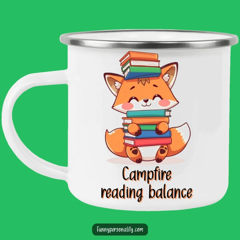 Funny Fox Camping Mug: Brainy Adventures, Book Balance, Ideal Funny Gift