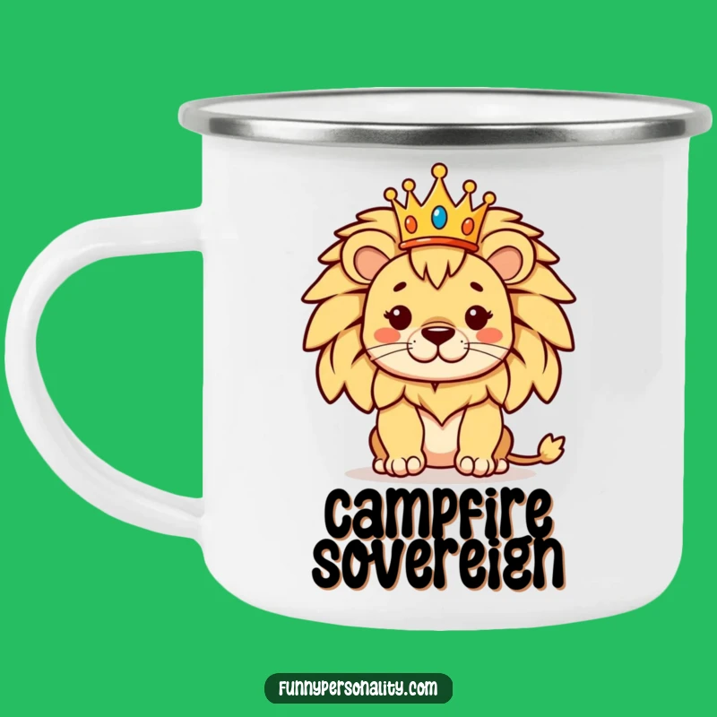 Funny Proud Lion Crown Camping Mug: Majestic Adventures Await