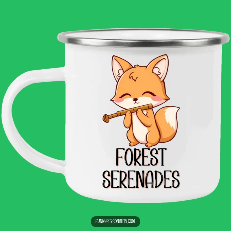 Funny Fox Flute Camping Mug - Outdoor Cartoon Cup, Great Gift
