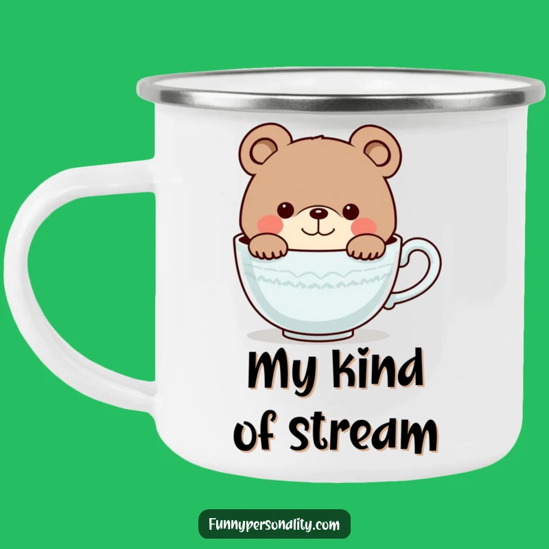 Funny Bear Teacup Camping Mug - Outdoor Cartoon Character Cup, Great Gift