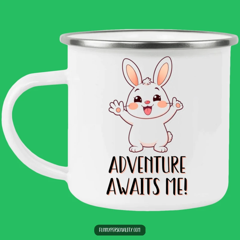 Funny Bunny Camping Mug: Durable Cartoon Rabbit, Cheerful Outdoor Gift