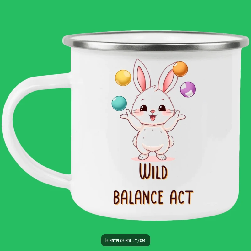 Funny Bunny Juggling Camping Mug - Outdoor Cartoon Character Cup, Great Gift