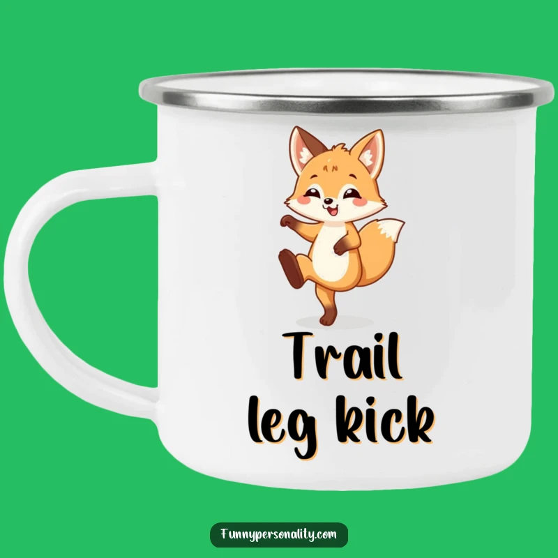 Funny Fox Cub Leg Kick Camping Mug: Energetic Outdoor Gift