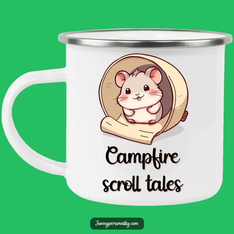 Funny Hamster Camping Mug: Curious Peek Adventure, Rugged Funny Gift