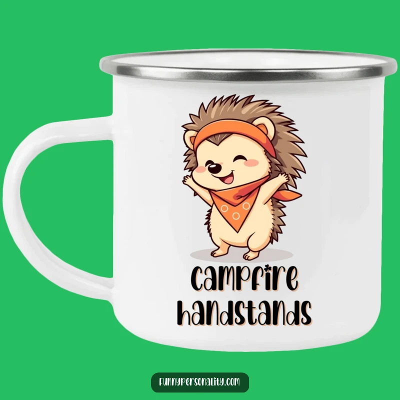 Funny Hedgehog Handstand Camping Mug: Quirky Outdoor Gift
