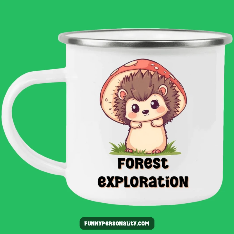Funny Hedgehog Mushroom Camping Mug - Woodland Brews with a Smile