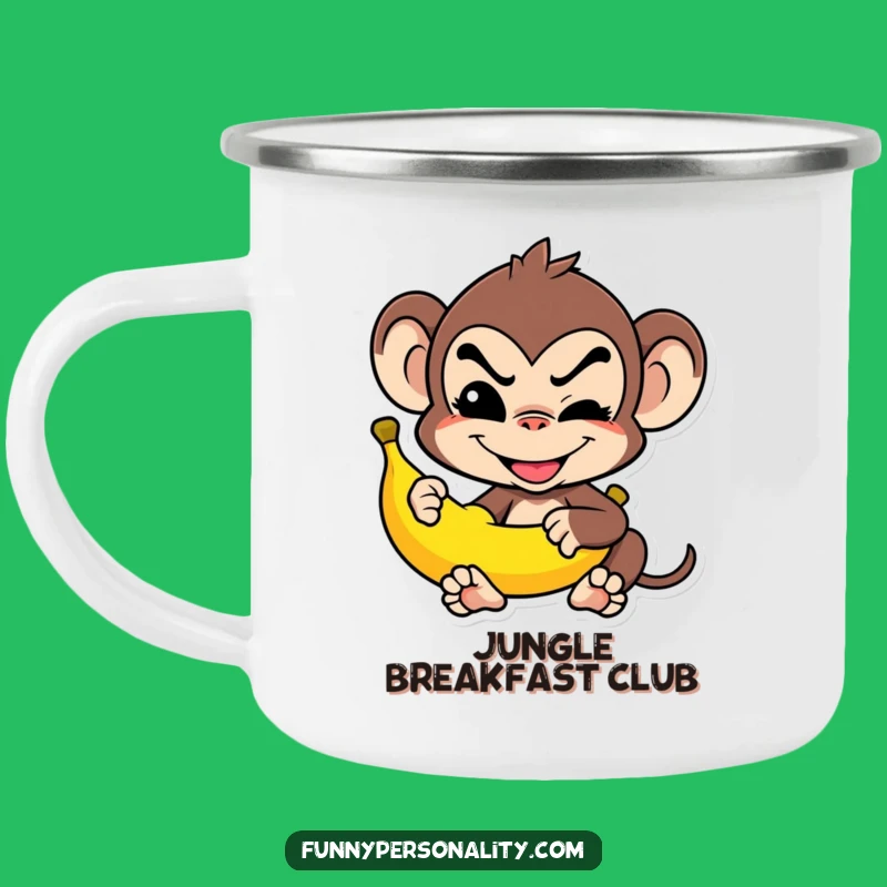 Funny Monkey Camping Mug: Banana Balance Adventure, Rugged Funny Gift