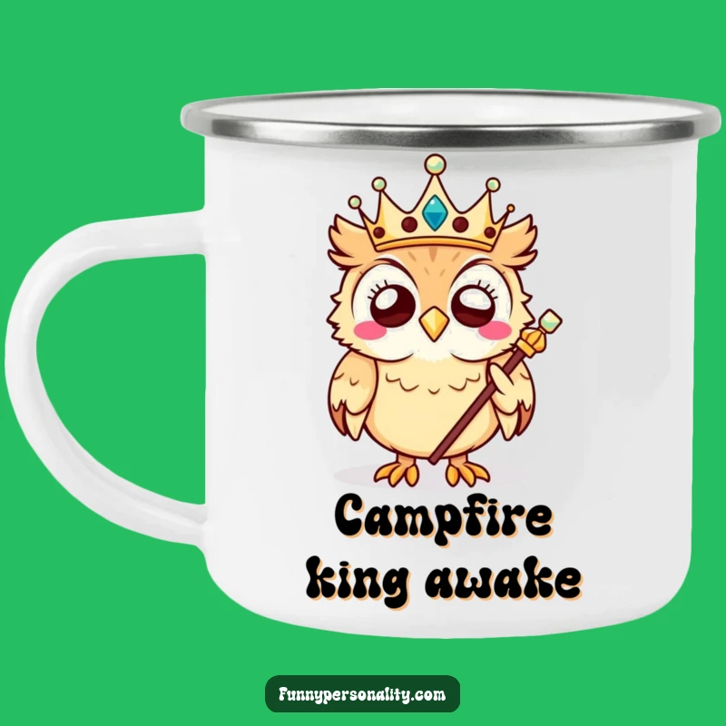 Funny Owl King Camping Mug: Sip Your Adventure Fuel with Regal Giggles