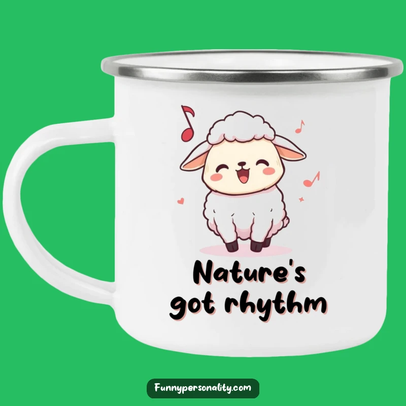 Funny Sheep Headbanging Camping Mug: Joyful Music Outdoors Gift