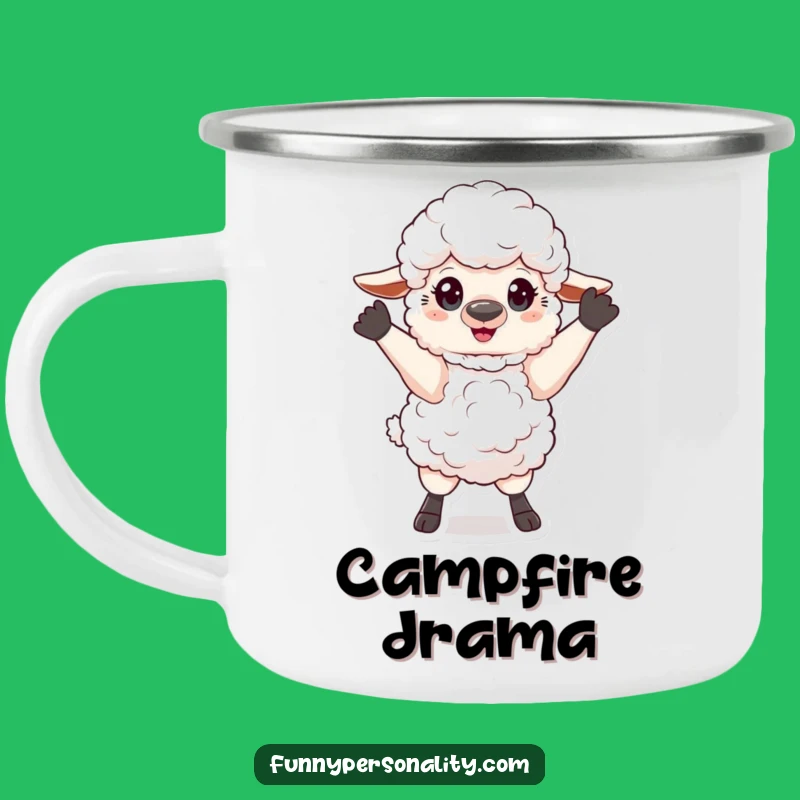 Funny Sheep Pose Camping Mug: Theatrical Outdoor Character, Perfect Funny Gift