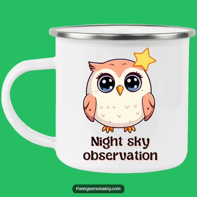 Funny Owl Star Camping Mug: Wide-Eyed Adventure, Rugged Funny Gift
