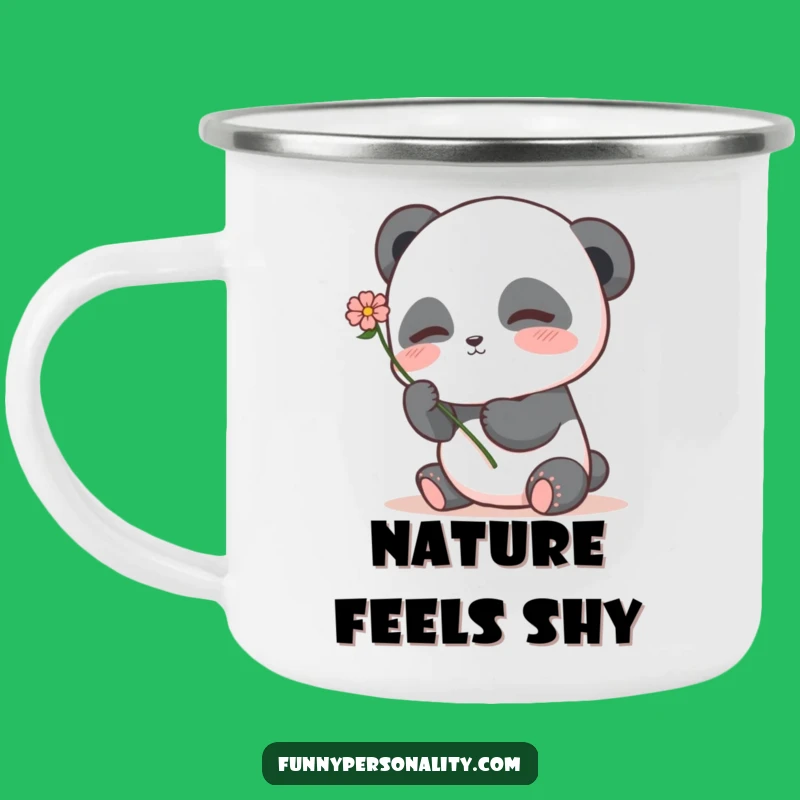 Shy Panda Flower Camping Mug: Sweet Campfire Moments, Perfect Gift