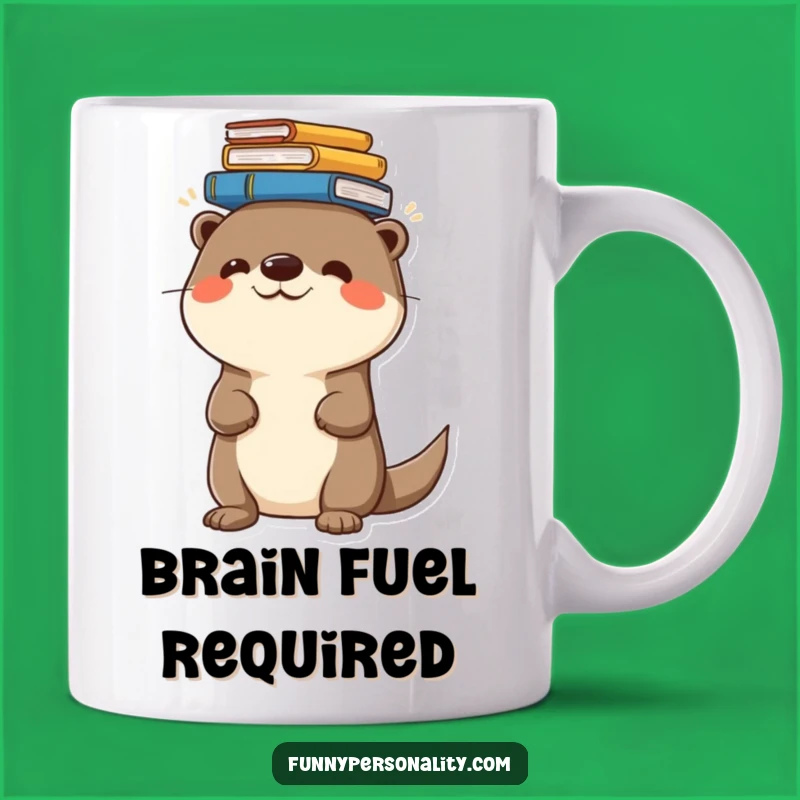 Funny Otter Book Lover Mug - Cheerful Character Balancing Books, Hilarious Gift