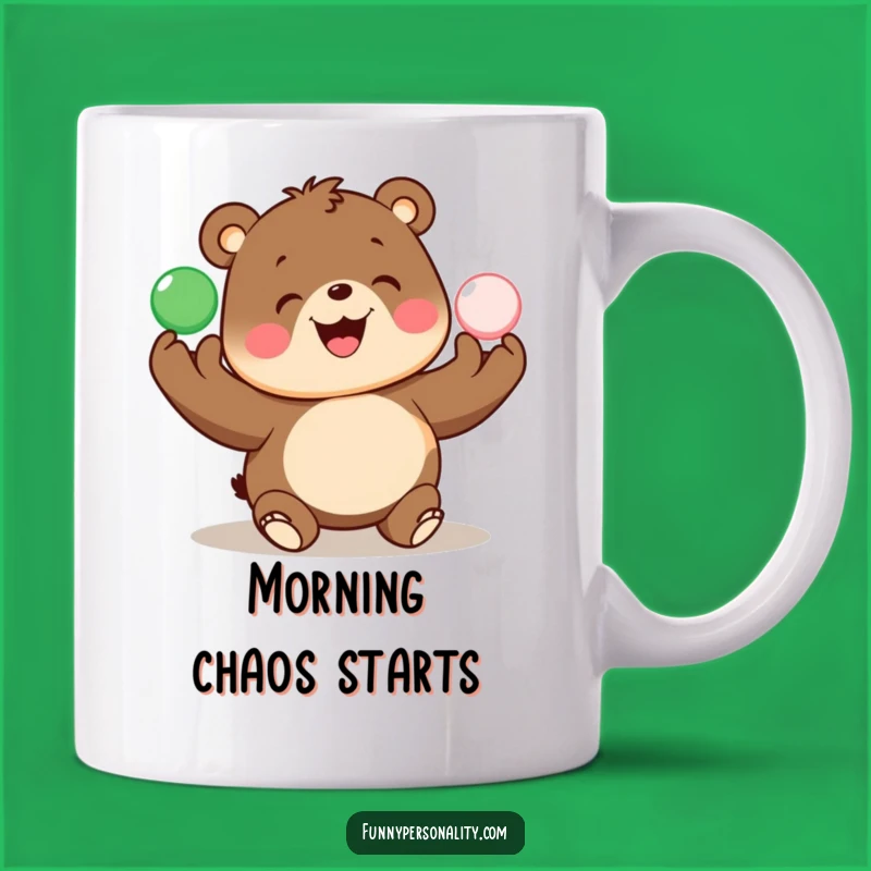 Funny Bear Juggling Mug: Joyful Character, Perfect Gift for Fun Lovers