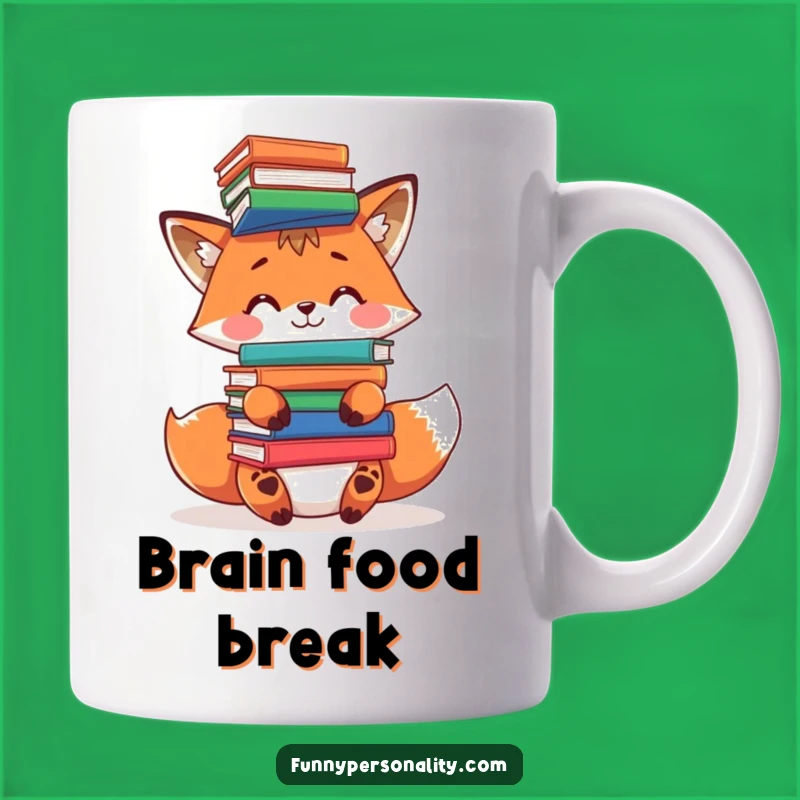 Funny Fox Books Mug: Brainy Balance Act, Clever Humor, Perfect Funny Gift