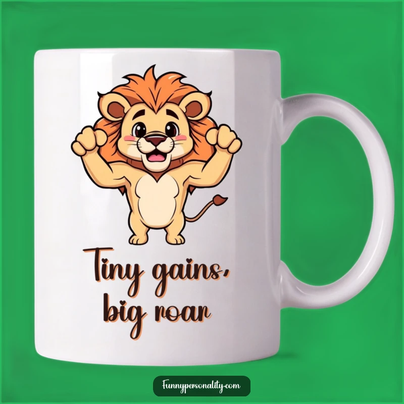 Funny Lion Biceps Mug: A Proud Flexing King of Comedy Gift!