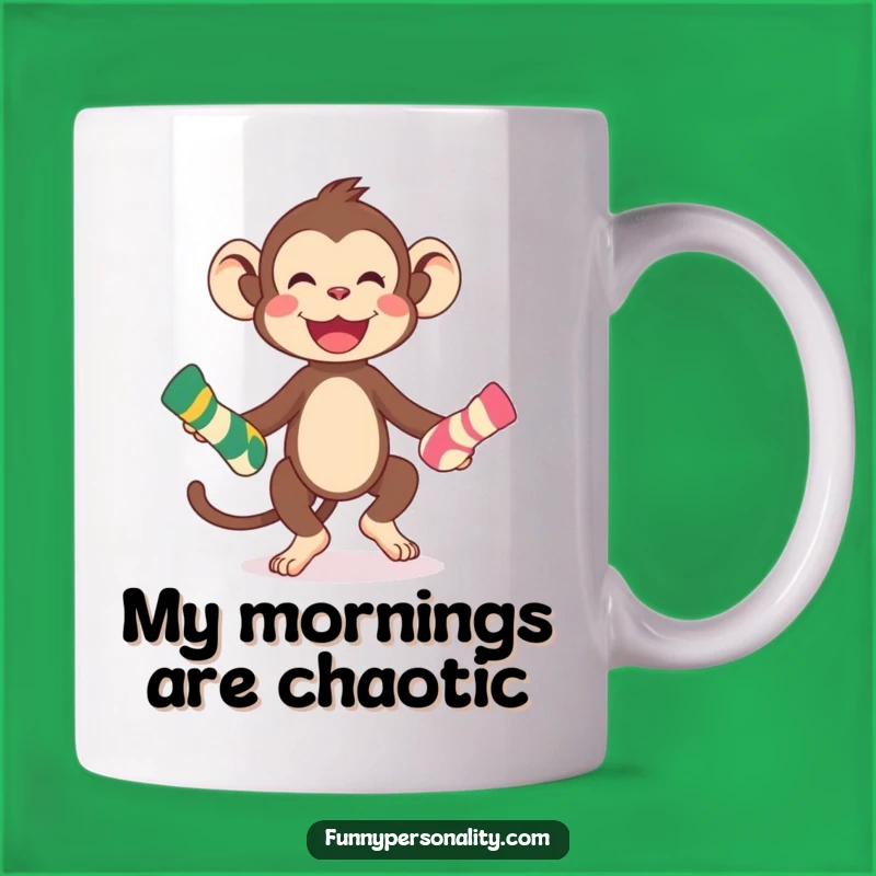 Funny Monkey Juggling Socks Mug: Hilarious Laundry Day Gift
