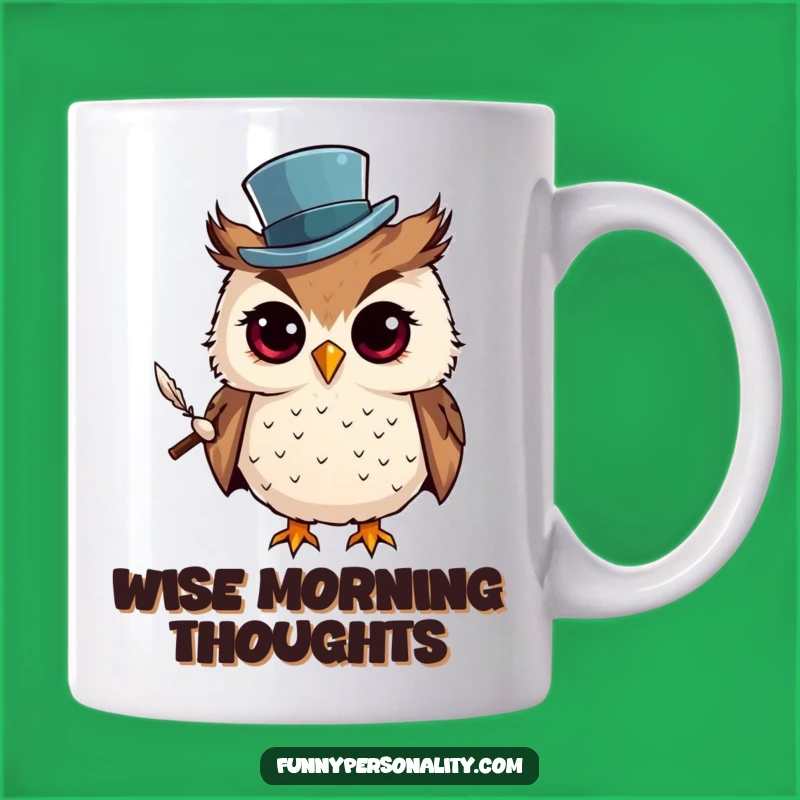 Funny Owl Top Hat Mug - Curious Scholar Owl Gift for Bookworms