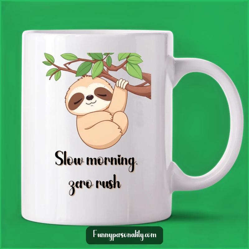 Funny Sleepy Sloth Mug: Serene Smile Design, Relaxing Funny Gift