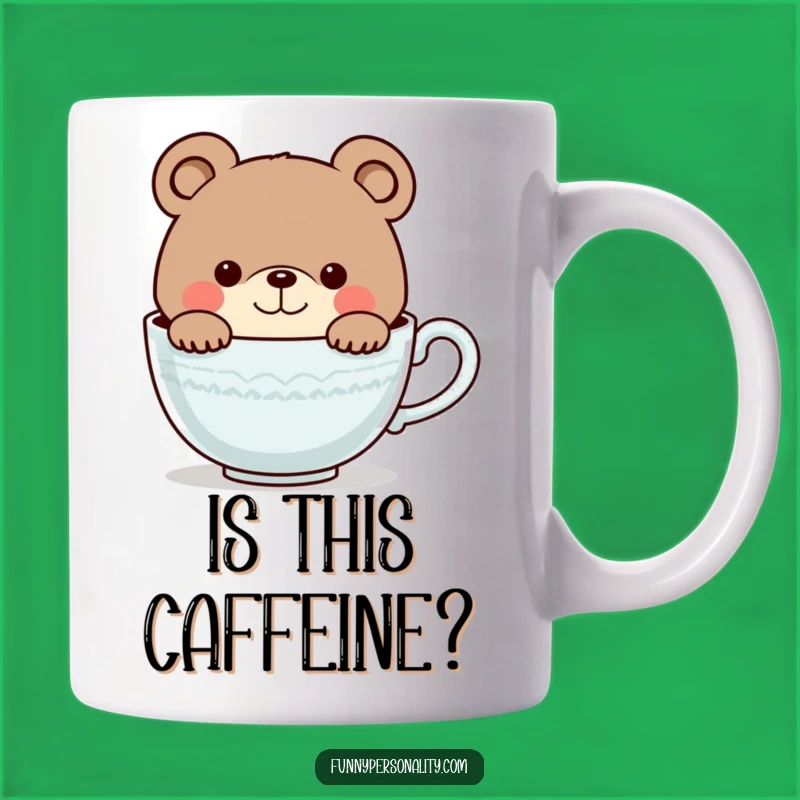 Funny Bear Teacup Mug - Curious Cartoon Character Gift for Tea Lovers