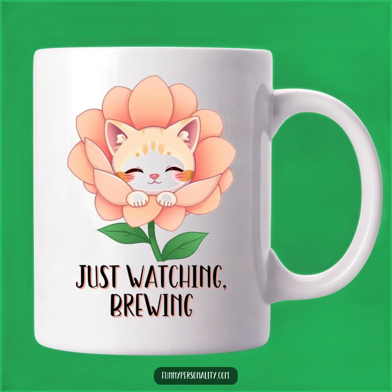 Funny Cat Mug: Shy Flower Cat, Perfect Pet Lover Gift