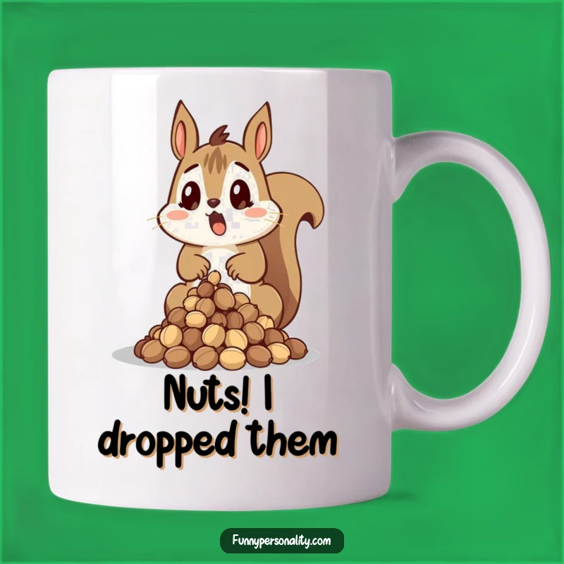 Funny Surprised Squirrel Mug: Dropping Nuts, Shocked Rodent, Perfect Funny Gift for Nut Lovers
