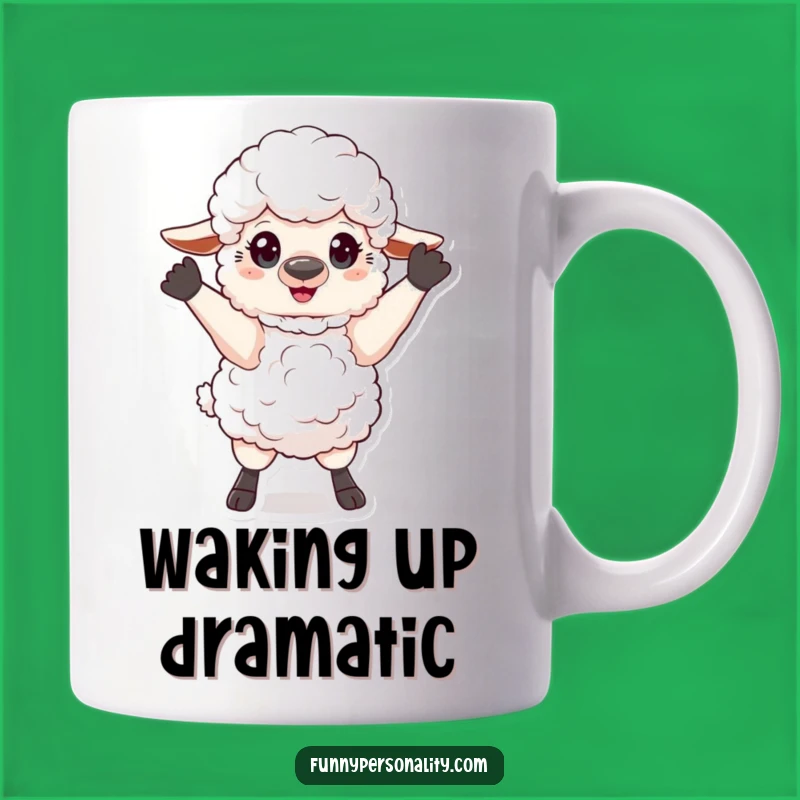 Funny Sheep Pose Mug: Dramatic Character, Perfect Theatrical Funny Gift