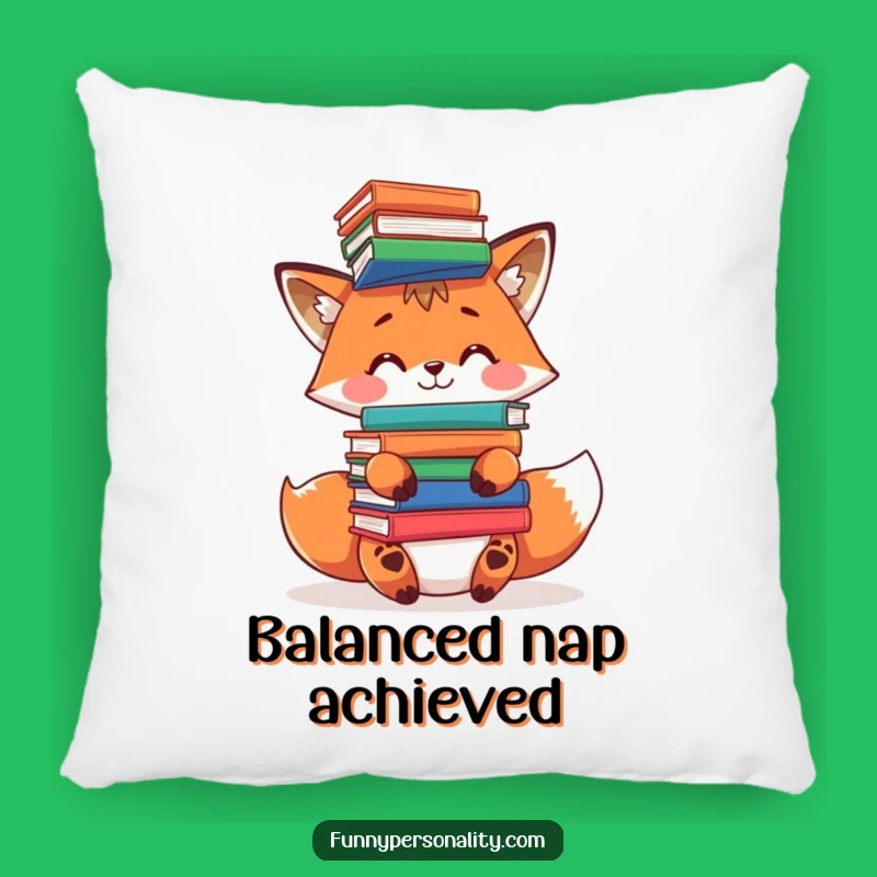 Funny Fox Pillow: Book Balance, Cozy Smartness, Adorable Funny Gift