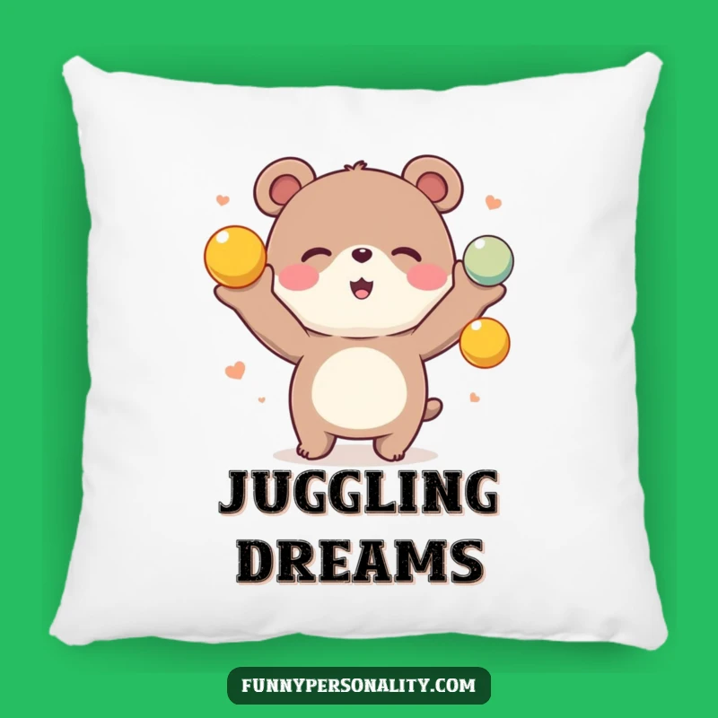 Comfy Funny Bear Pillow: Cozy Cushion with a Joyful Juggling Bear Design