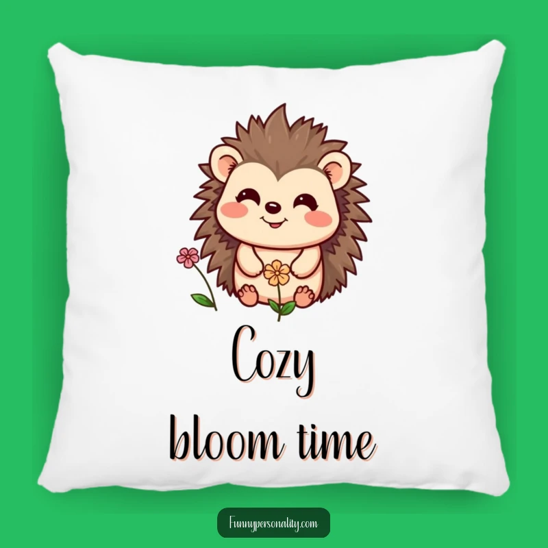 Funny Hedgehog & Flower Pillow: Cozy Comfort with a Cheerful Touch