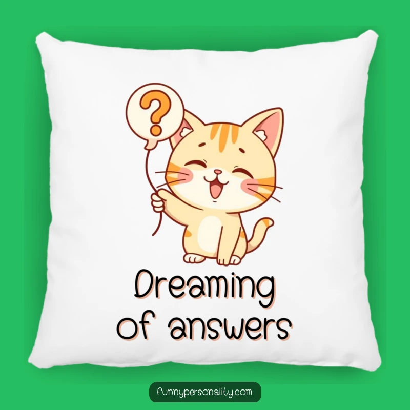 Funny Cat Question Balloon Pillow: Cozy Comfort & Curious Dreams!