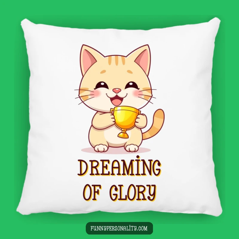 Funny Cat Trophy Pillow - Grinning Decor for Cozy Celebration