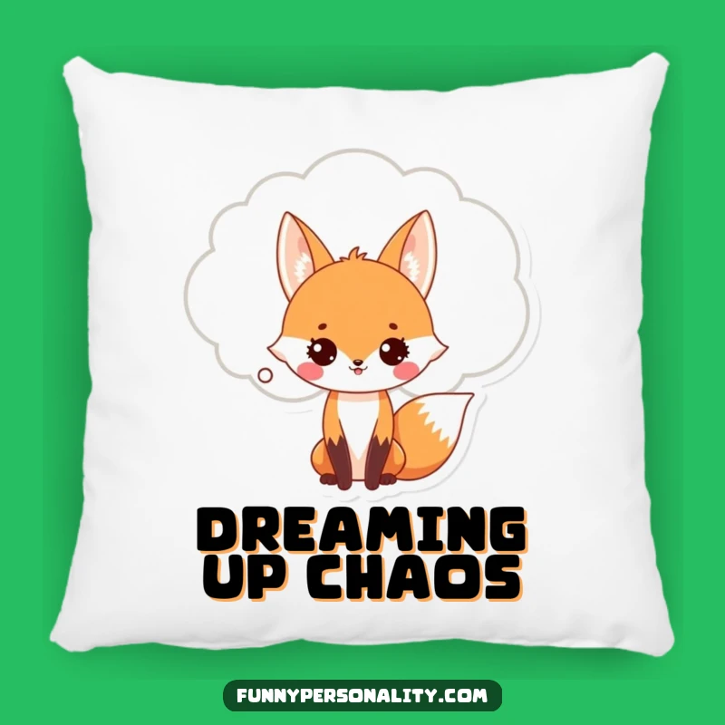 Funny Fox Thought Bubble Pillow: Comfy Naps & Witty Dreams!