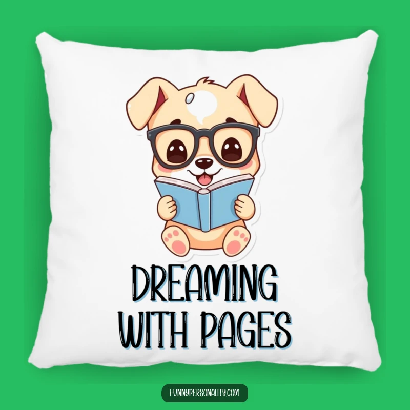 Funny Puppy Glasses Pillow: Soft Cartoon Cushion, Cozy Bookworm Humor Gift