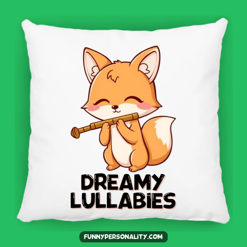 Funny Fox Flute Pillow - Soft Cartoon Cushion, Comical Gift