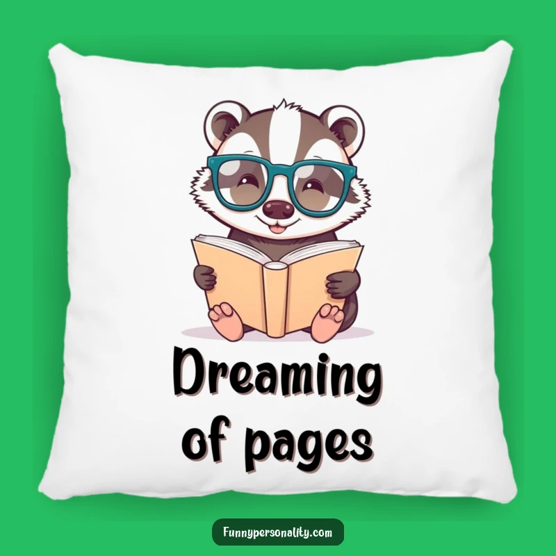 Funny Badger Bookworm Pillow: Cozy Up with Intellectual Charm