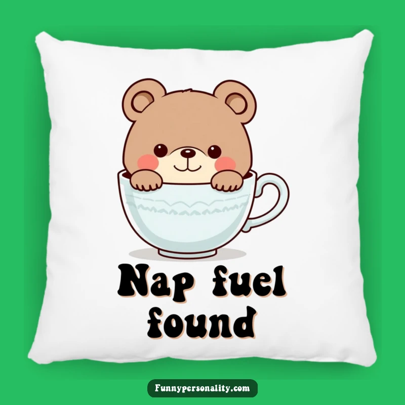 Funny Bear Teacup Pillow - Soft Cartoon Character Cushion, Comical Gift