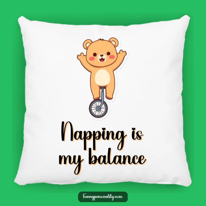 Funny Bear Unicycling Pillow - Cute Character Cushion for Comfy Humor