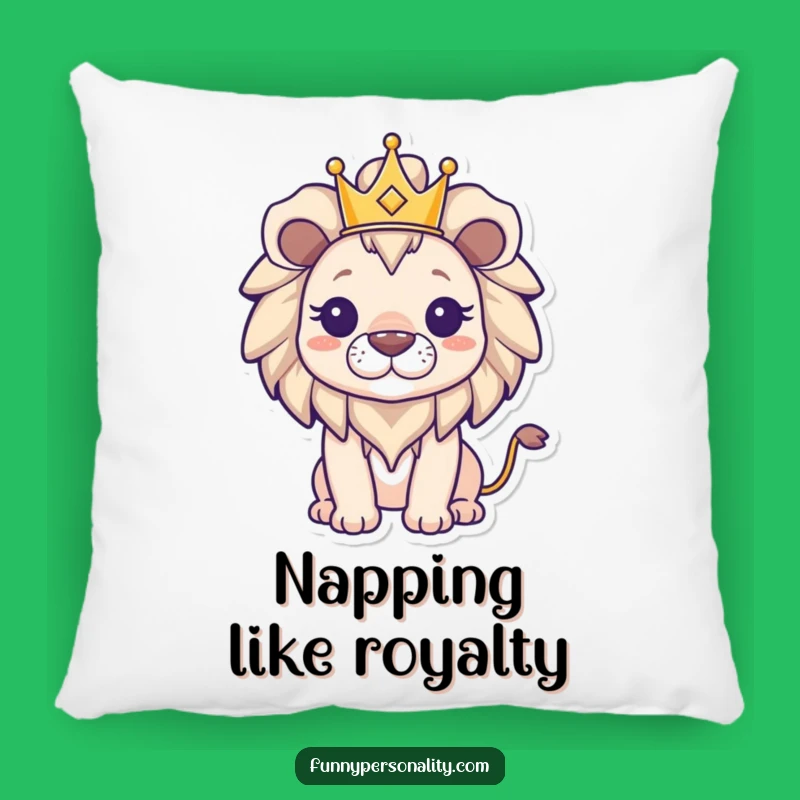Funny Lion Pillow: Soft Triumphant Lion in Crown, Comfy Funny Gift Decor